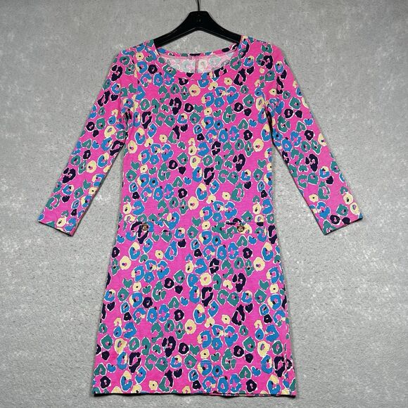 Lilly Pulitzer Dress XS Corine Sunkiss Paws Off Leopard Print Long Sleeve Shift - Picture 1 of 11